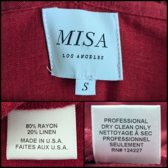 MISA Los Angeles Ruffled Rust Red Linen Mini Dress, Women's Size Small - Picture 4 of 8